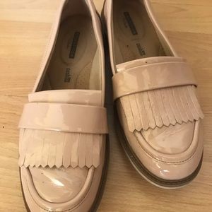 Clarks’ light pink loafers
